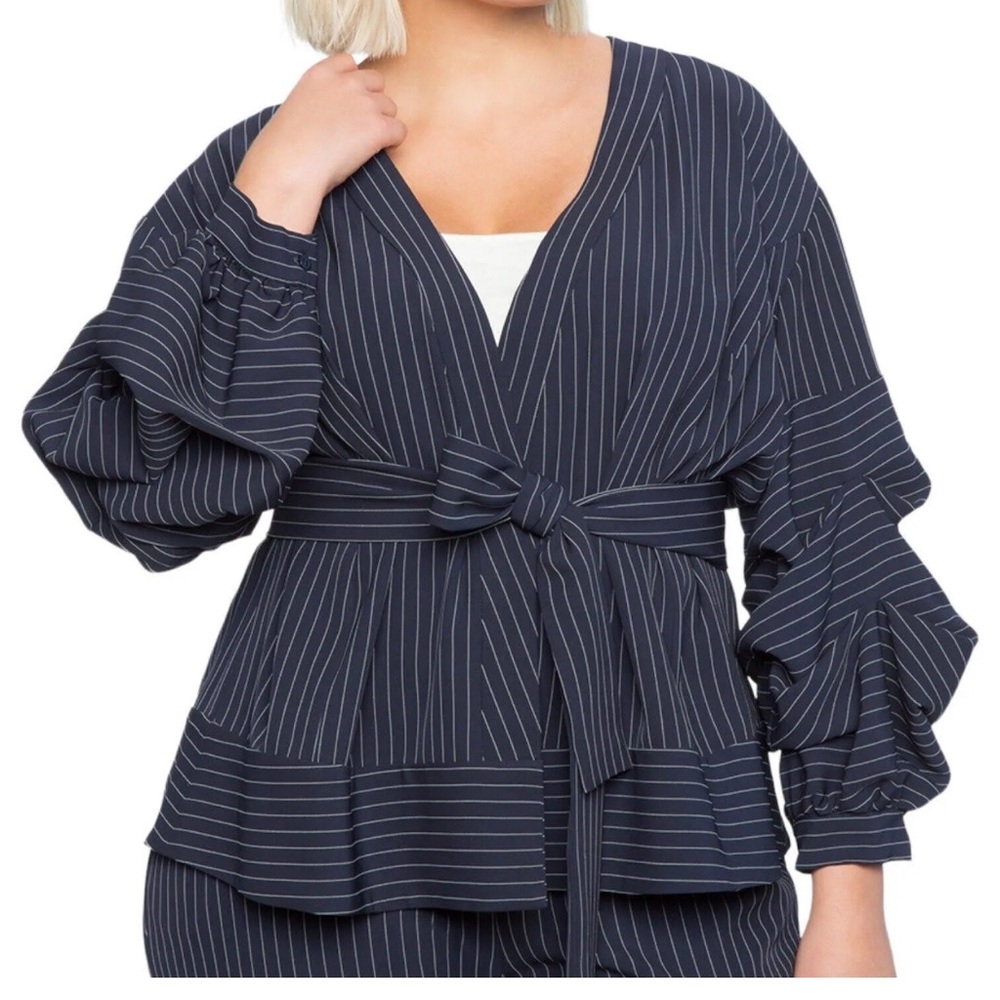 Eloquii Blue & White Pinstripe 2 Piece Suit